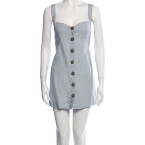 Reformation Light Blue Button-Front Mini Dress